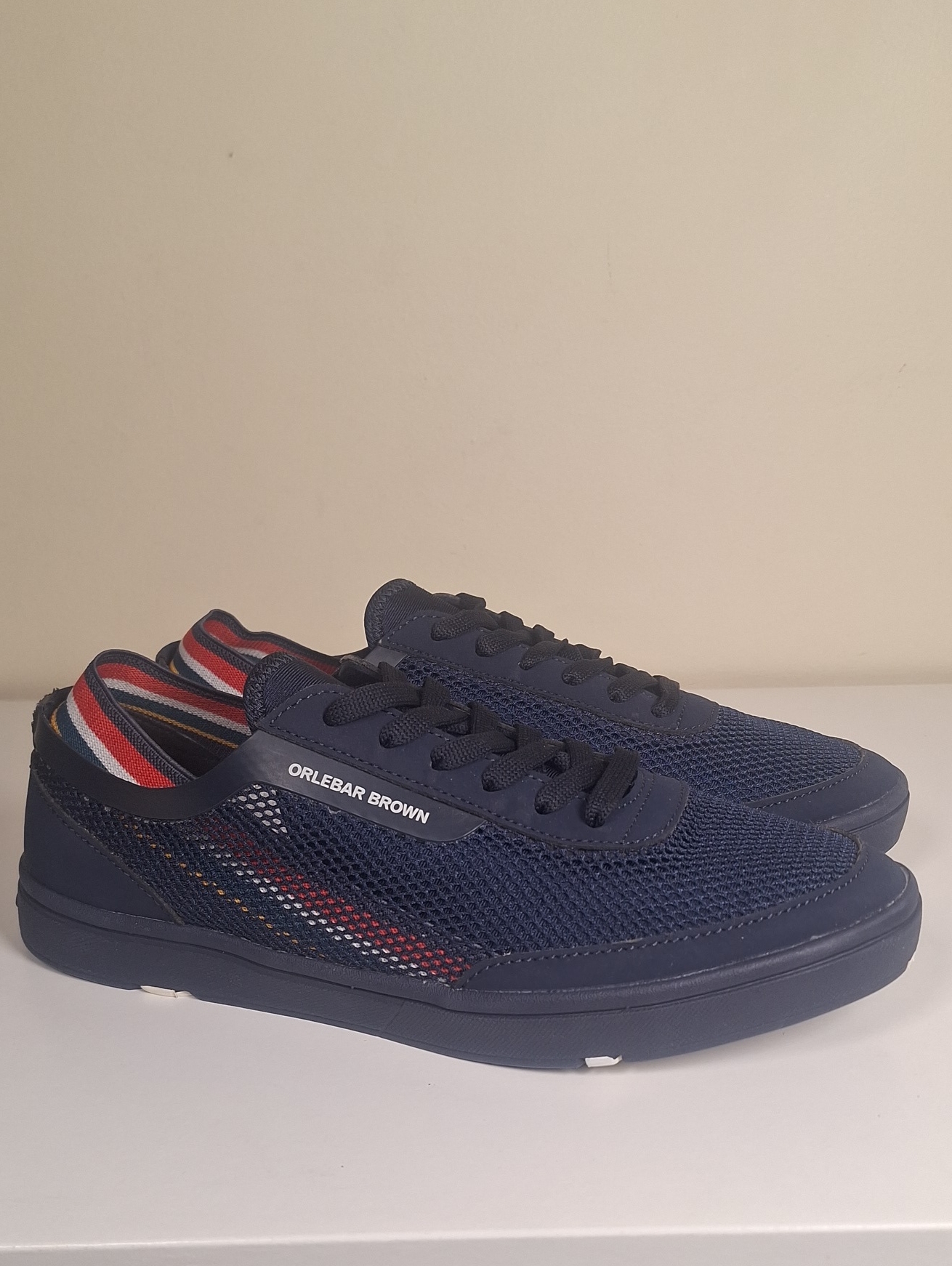 Olebar Brown Larson O.B Stripe Shoe You Can Swim Navy Orange Aquamarine
